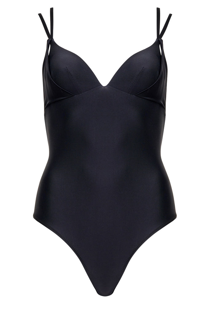 The Lola full-cup double-strap swimsuit in black color from the brand  PELSO