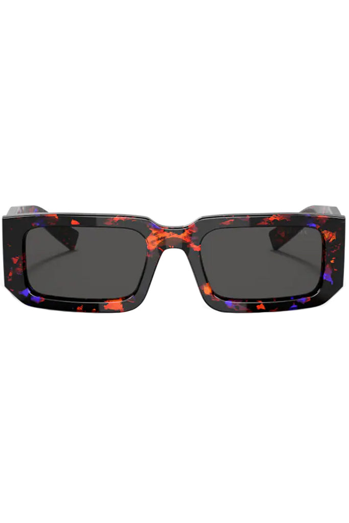 The rectangle-frame abstract-pattern bold-temple sunglasses from the brand PRADA