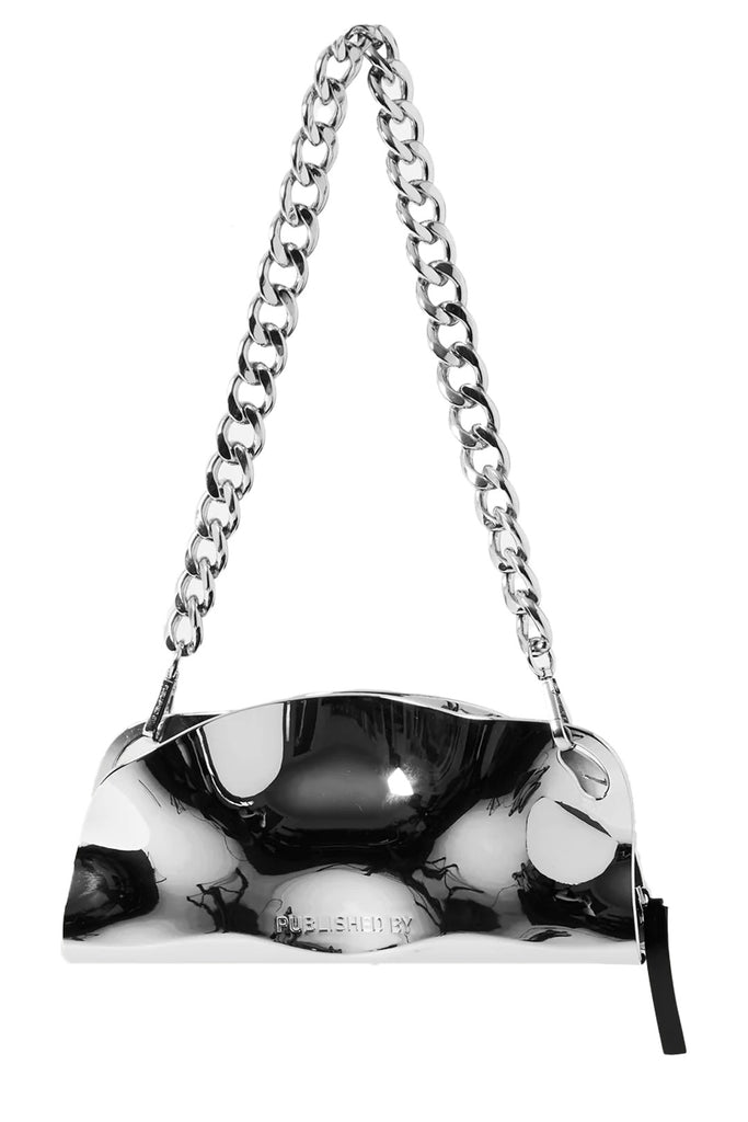 The Mayzie chain-handle shoulder bag in silver colour from the brand PUBLISHED BY