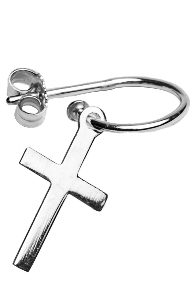 The cross single earring in silver color from the brand SASKIA DIEZ