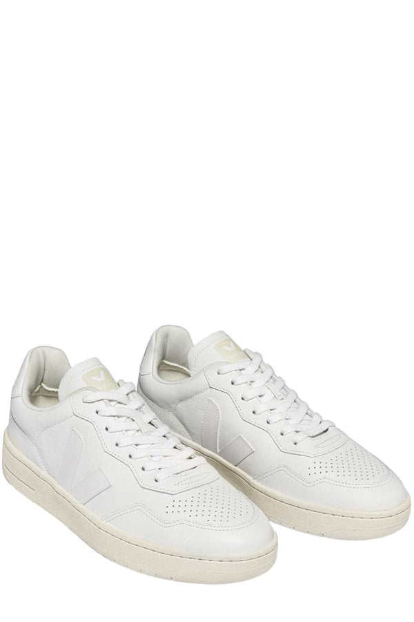 The V-90 organic-traced leather sneakers in extra white color from the brand VEJA
