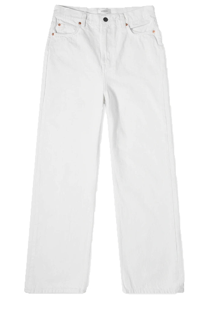 The Low-Rise Wide-Leg Jeans in white colour from the brand Wardrobe.NYC