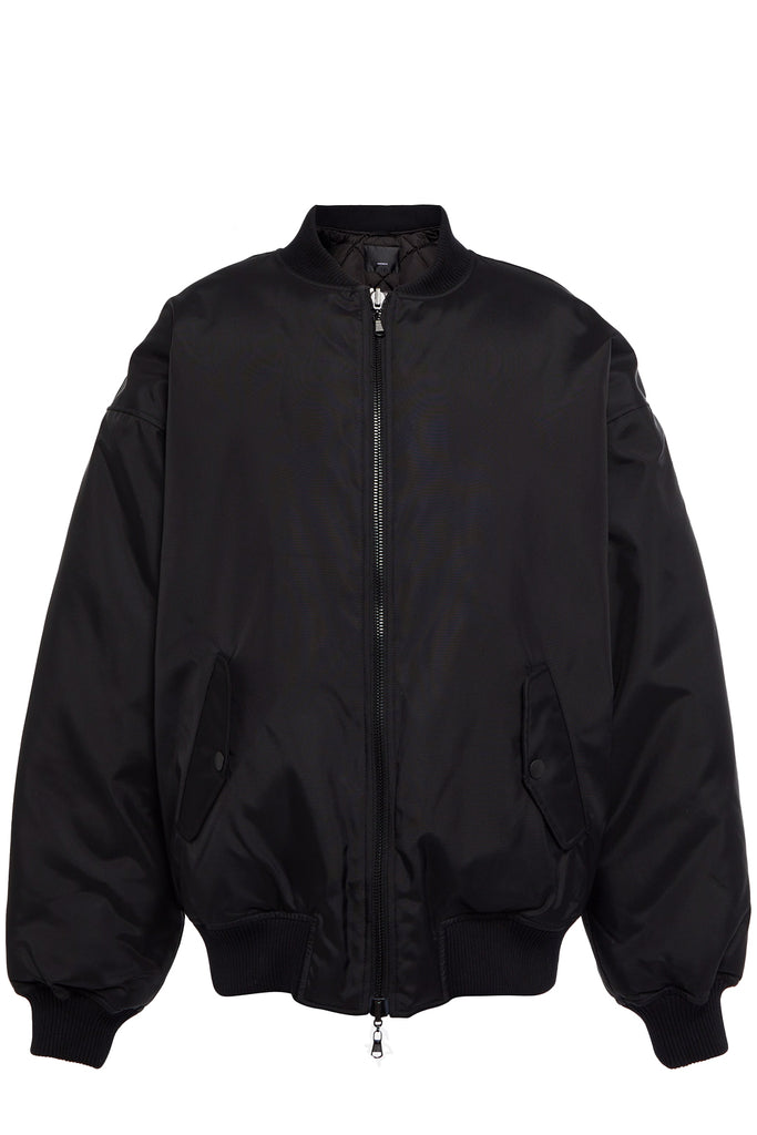The Reversible Bomber jacket in black colour from the brand Wardrobe.NYC
