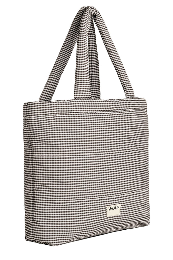 The Chloe tote bag in black and white colors from the brand WOUF