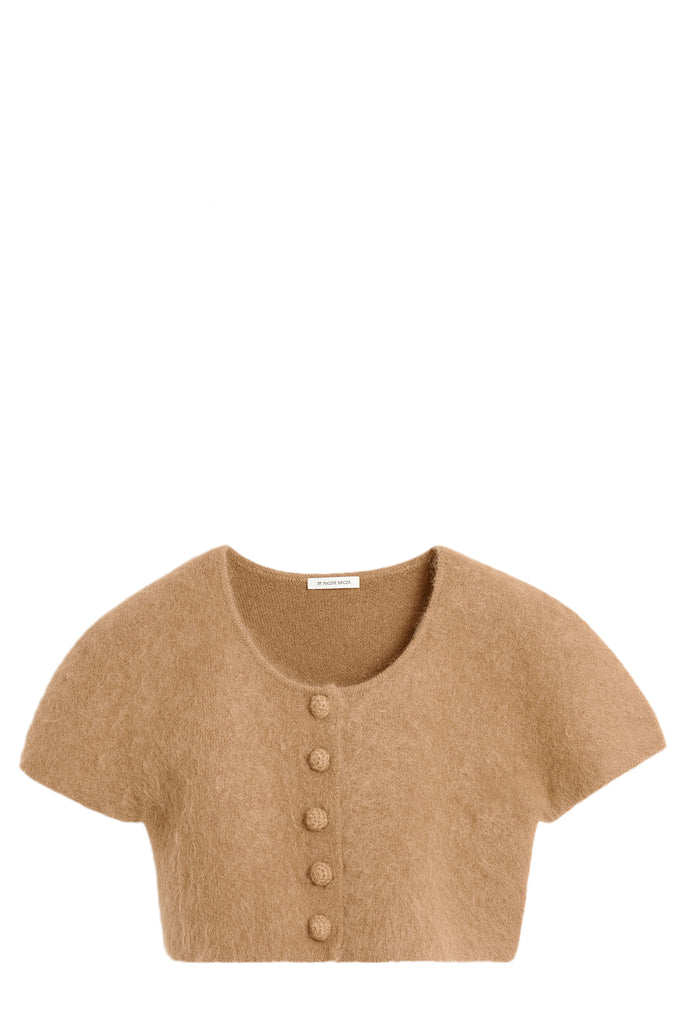 The Zhara Cropped Wool Cardigan in tobacco brown from the brand BY MALENE BIRGER