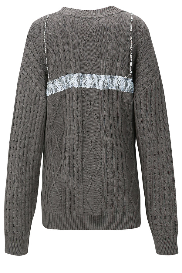 The bra-pattern knitted boyfriend sweater in dark grey color from the brand ANDERSSON BELL