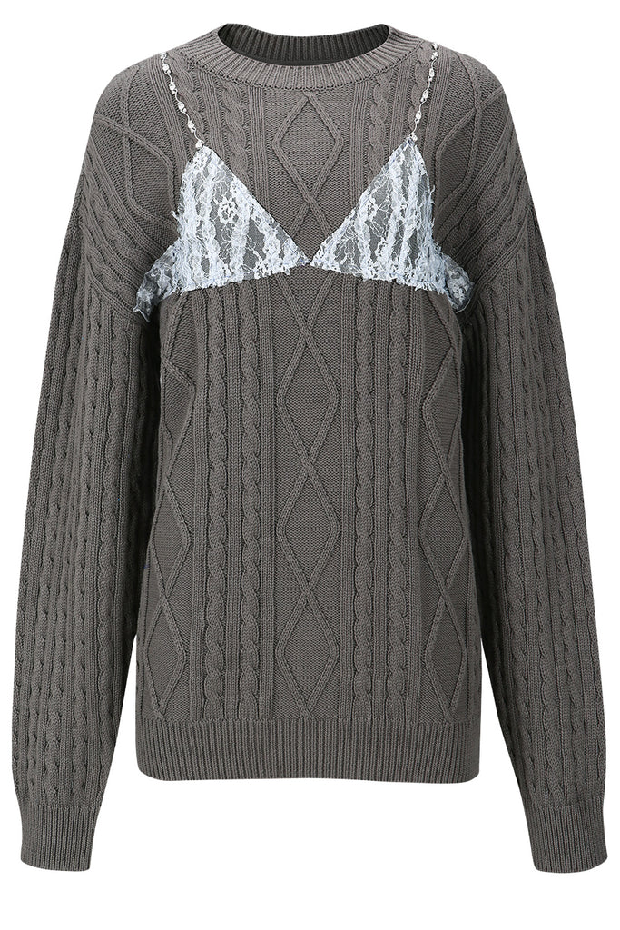 The bra-pattern knitted boyfriend sweater in dark grey color from the brand ANDERSSON BELL