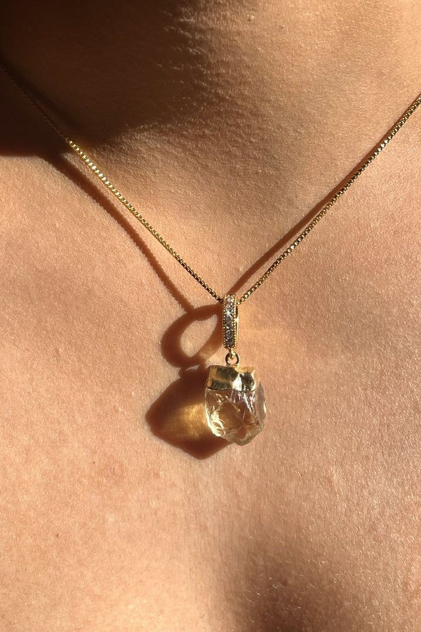 Citrine Pendant With Pave Connector
