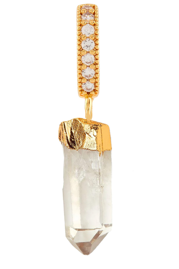 The rock crystal pendant with pave connector in gold color from the brand CRYSTAL HAZE