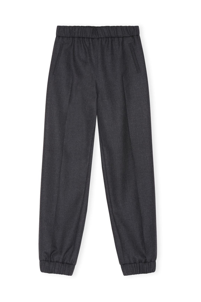 The elasticated-waistband wool-blend pants in phantom color from the brand GANNI.
