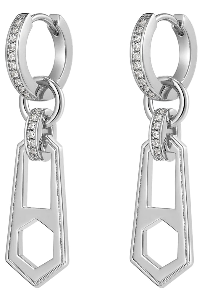 The mini zipper huggie earrings in silver color from the brand LUV AJ
