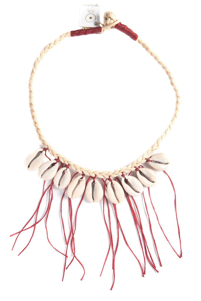 The Red Tassels Cowries necklace from the brand Mayol Jewelry